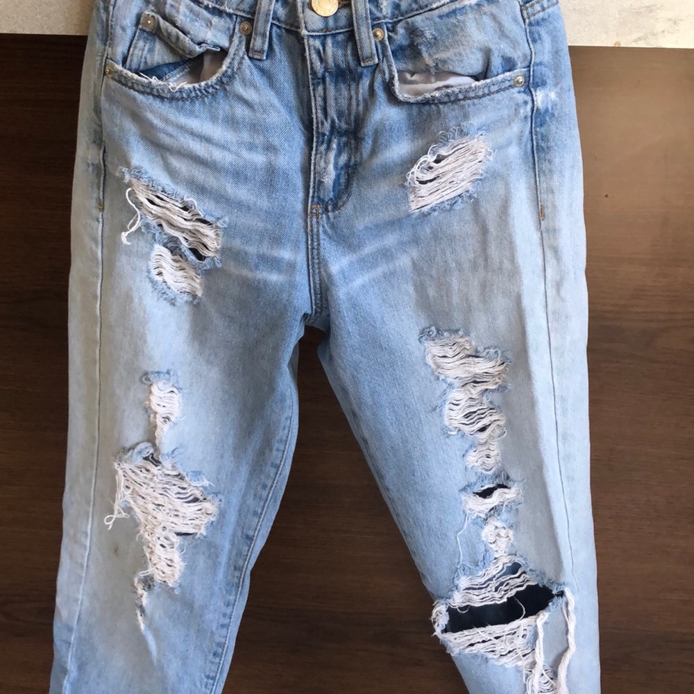 Garage high waisted ripped skinny jeans
